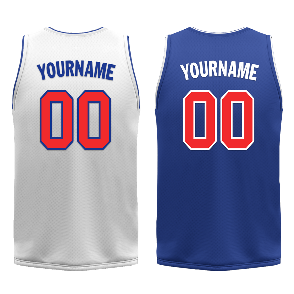Custom White Blue Classic Style Reversible Basketball Uniform Personalized Ordinary BBJR-D017020