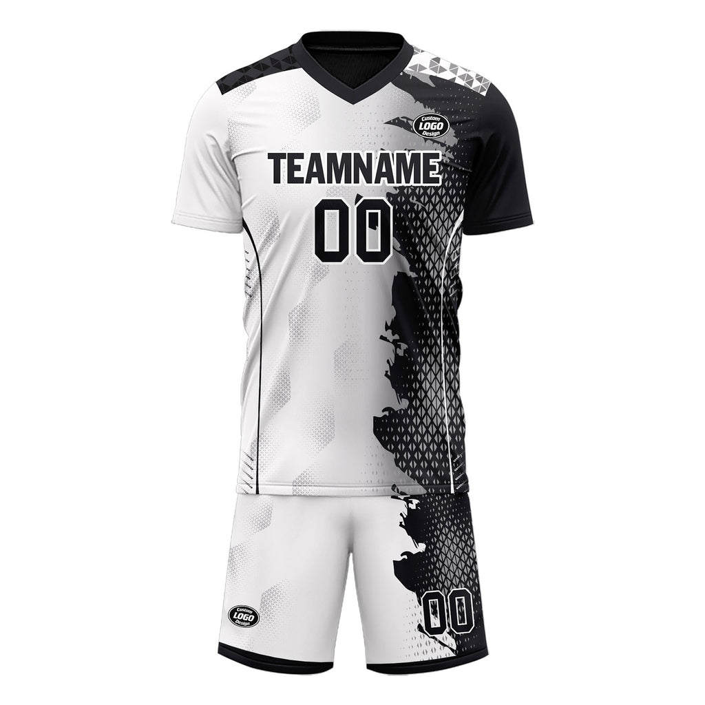 Custom Black White Soccer Sets Jersey Personalized SCJ101-D020210-2