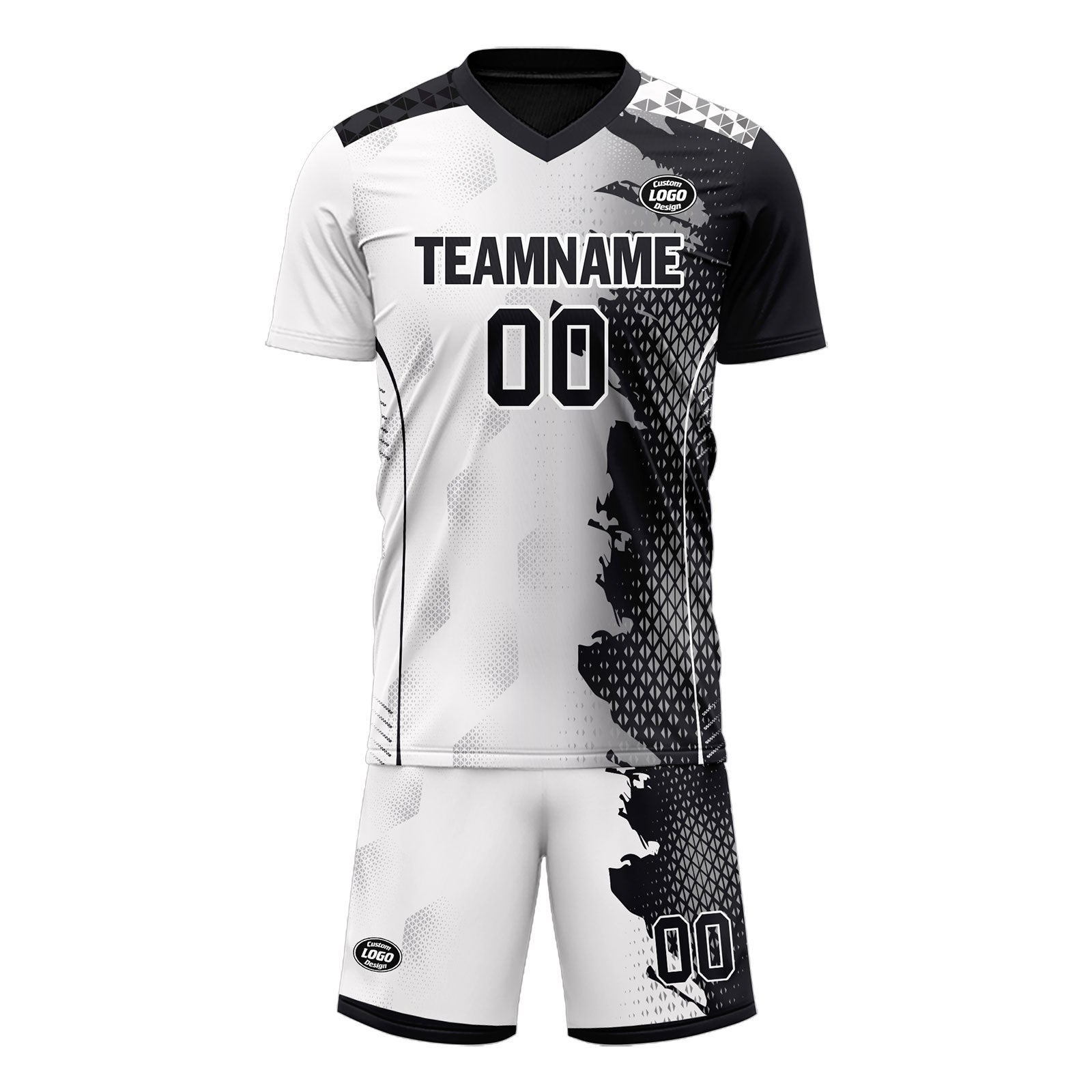 Custom Black White Soccer Sets Jersey Personalized SCJ101-D020210-2