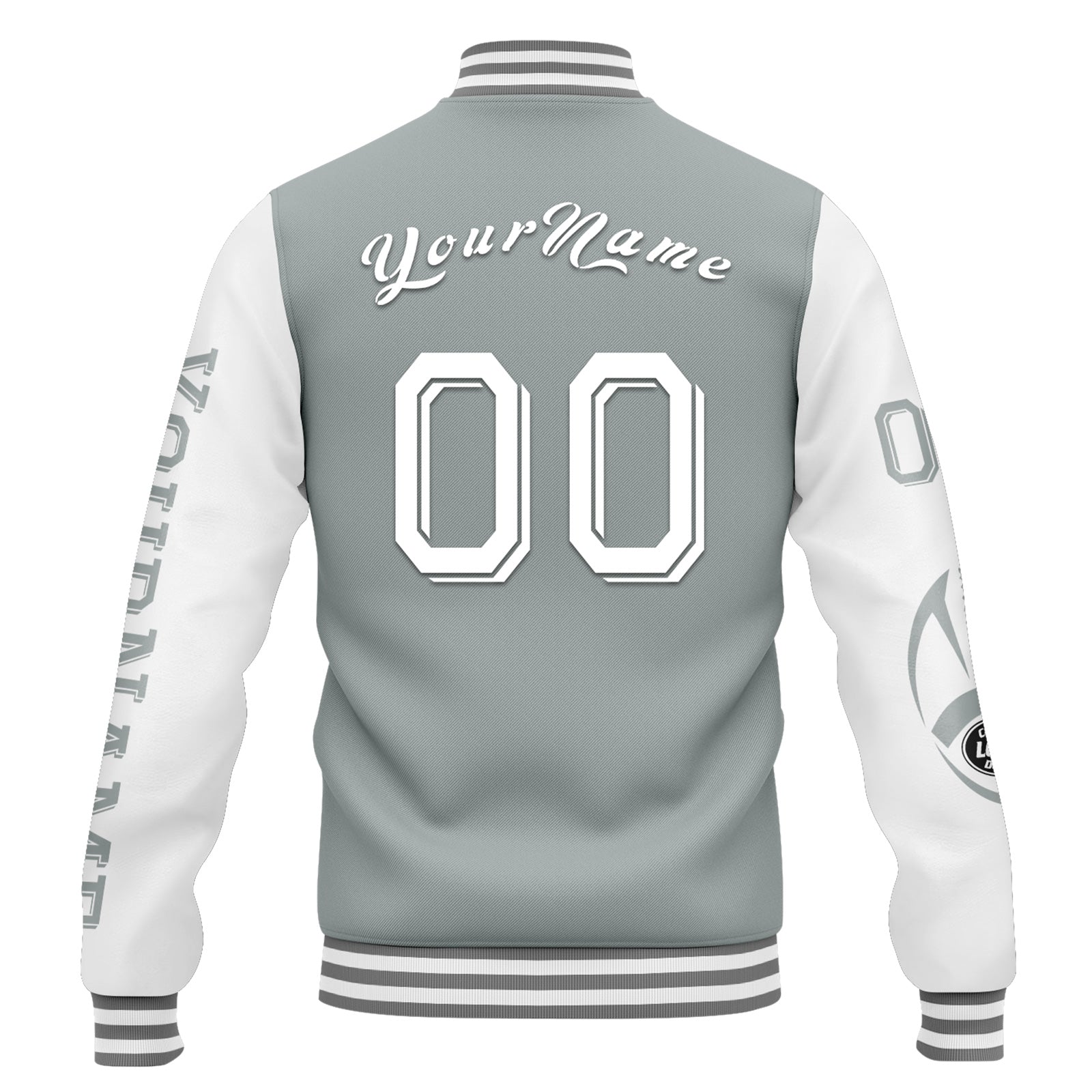Custom Gray White Pittsburgh Jacket Bomber Full-Snap Varsity Letterman Personalized Jacket FZ005SX-D020290-30