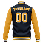 Custom Blue Yellow Waterproof Jacket Bomber Full-Snap Varsity Letterman Personalized Jacket FZ007CD-D020316-6