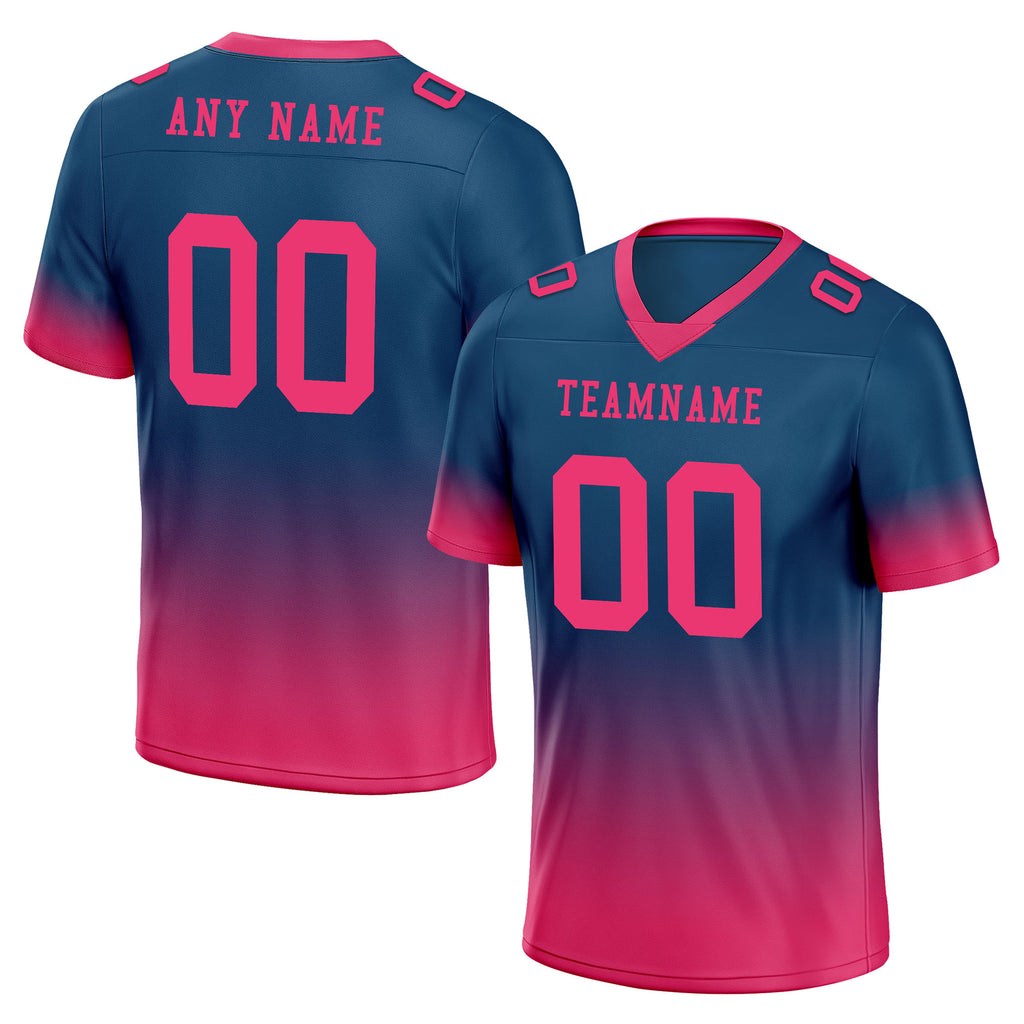 Custom Dark Teal Pink Fade Fashion Personalized Authentic Football Jersey FBJ02-D06089