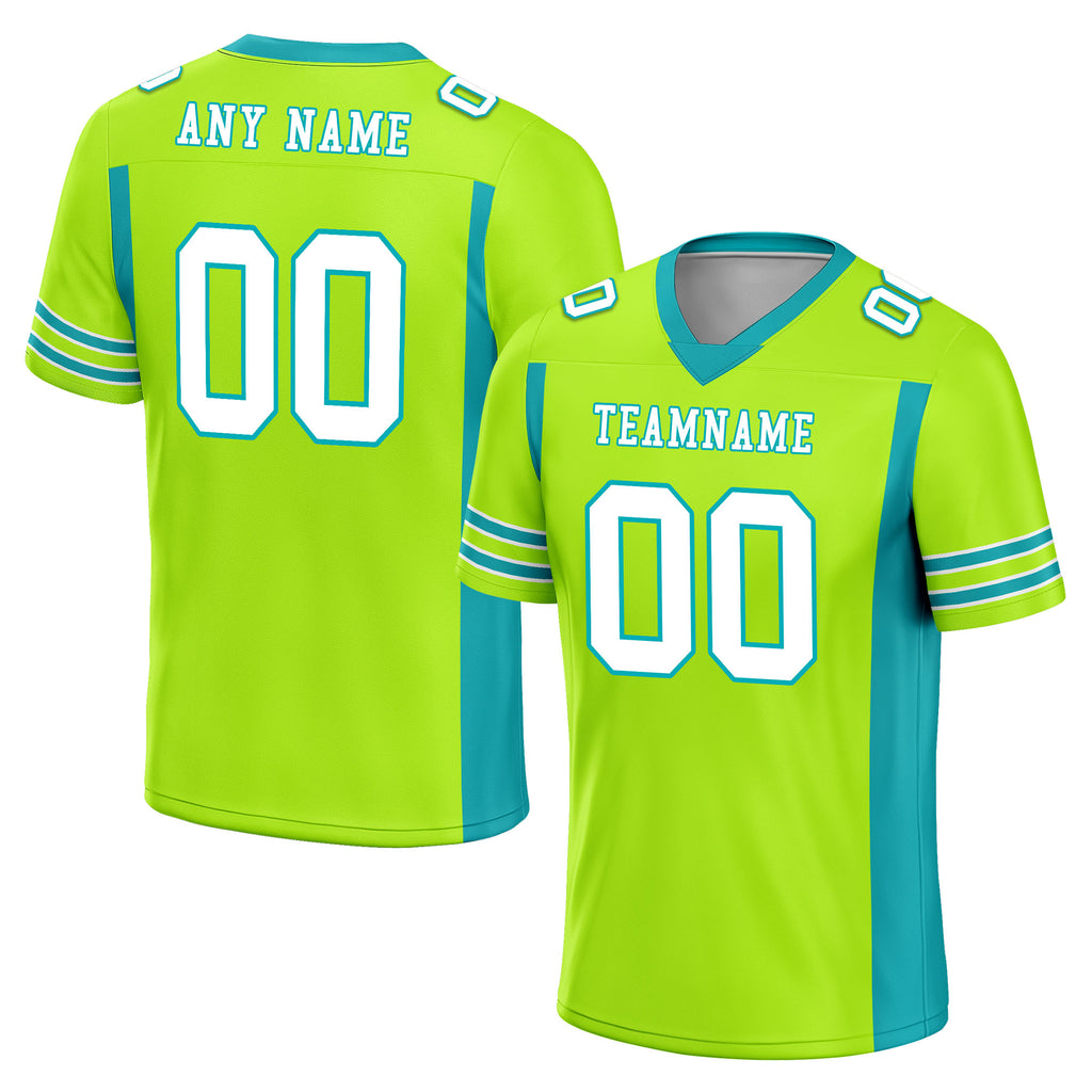 Custom Lemon Green Striped Sleeves Personalized Authentic Football Jersey FBJ02-D06054