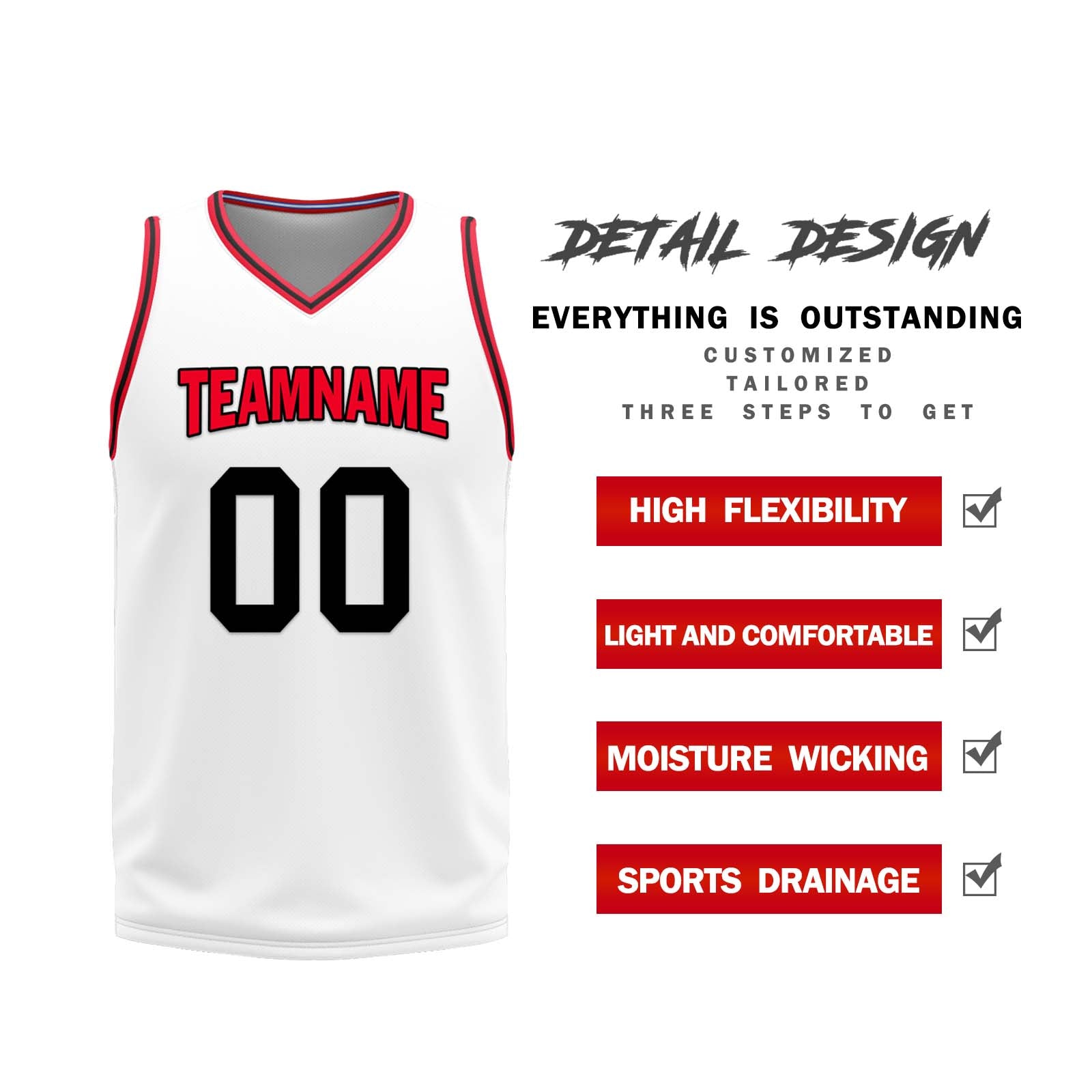 Custom Red White Black Houston City Edition Personalized Reversible Basketball Set Sports Basketball Jersey BBJ01R-D0610-11