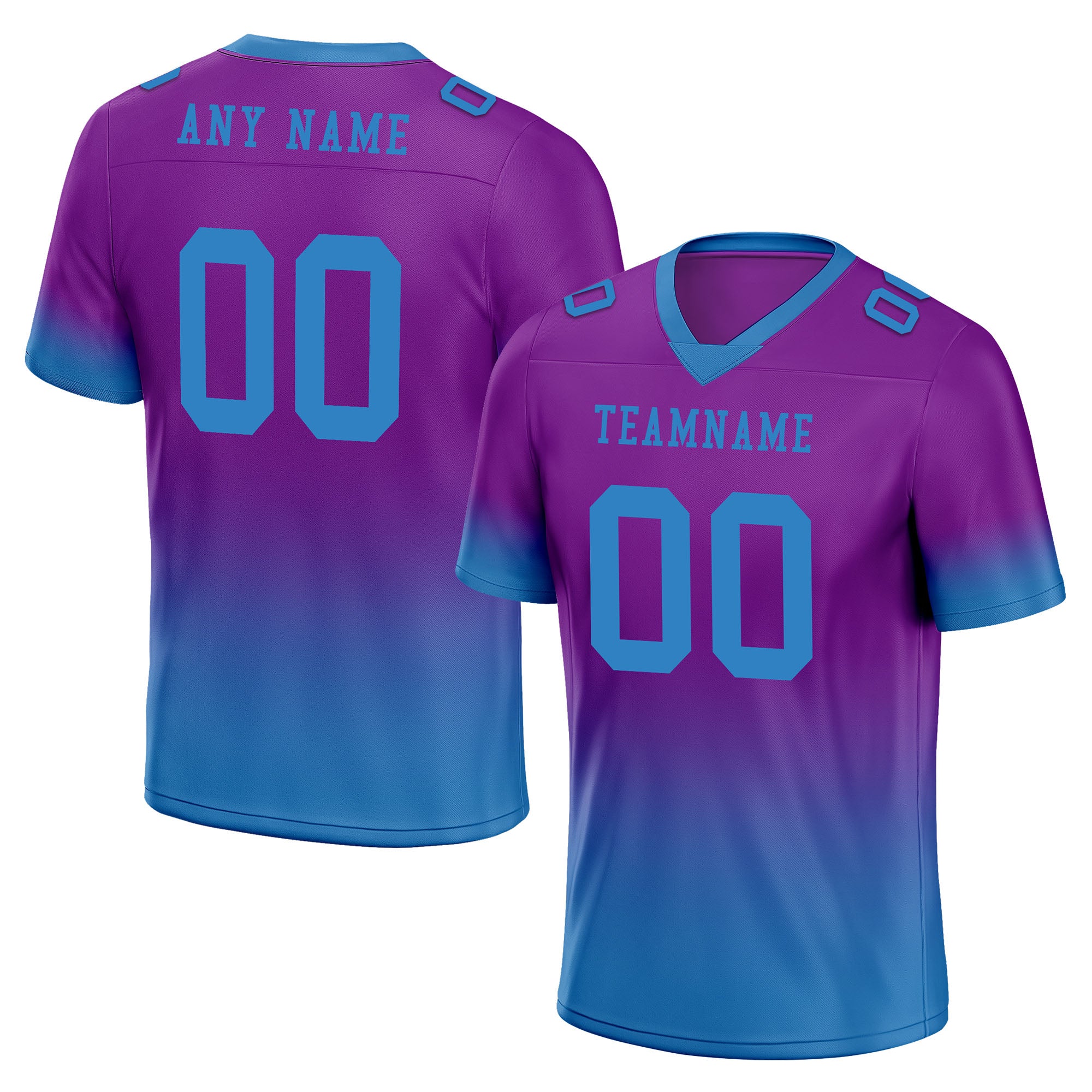 Custom Blue Purple Fade Fashion Personalized Authentic Football Jersey FBJ02-D06108