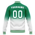 Custom Green White Fade Fashion Jacket Bomber Full-Snap Varsity Letterman Personalized Jacket FZ005-D020229-10