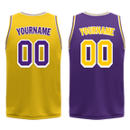 Custom Yellow Purple Classic Style Reversible Basketball Uniform Personalized COOLMAX BBJR-D017034