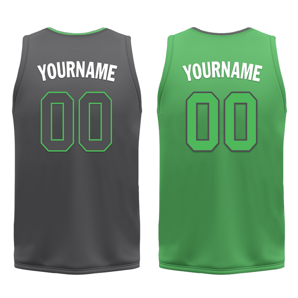 Custom Gray Green Classic Style Reversible Basketball Uniform Personalized Ordinary BBJR-D017046