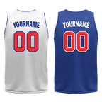 Custom White Blue Classic Style Reversible Basketball Uniform Personalized COOLMAX BBJR-D017020