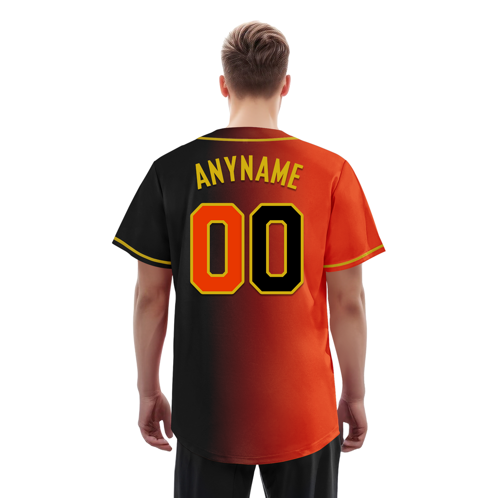 Custom Orange Black Gradient Fashion Personalized Authentic Baseball Jersey BSBJ01-D0a7aa8