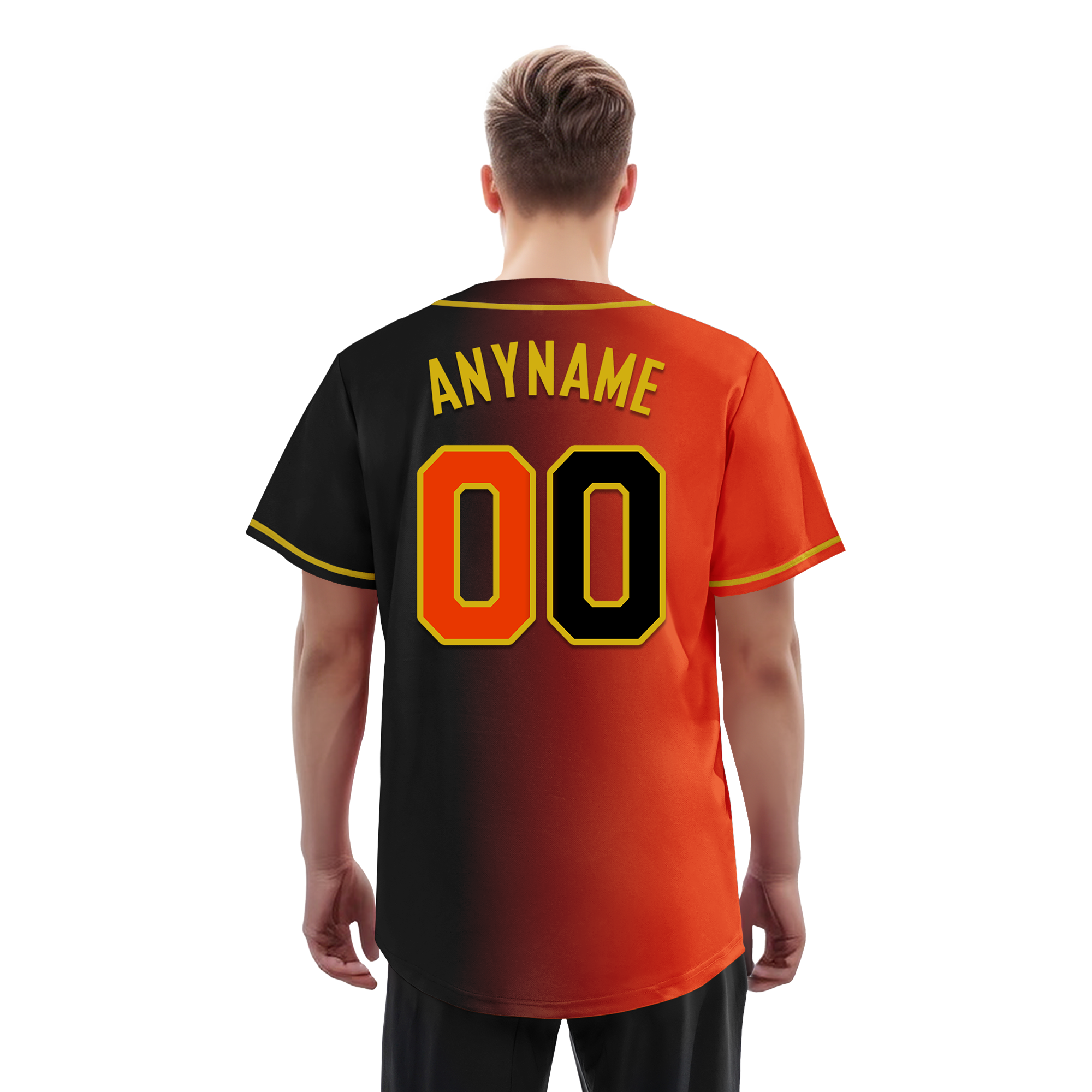 Custom Orange Black Gradient Fashion Personalized Authentic Baseball Jersey BSBJ01-D0a7aa8