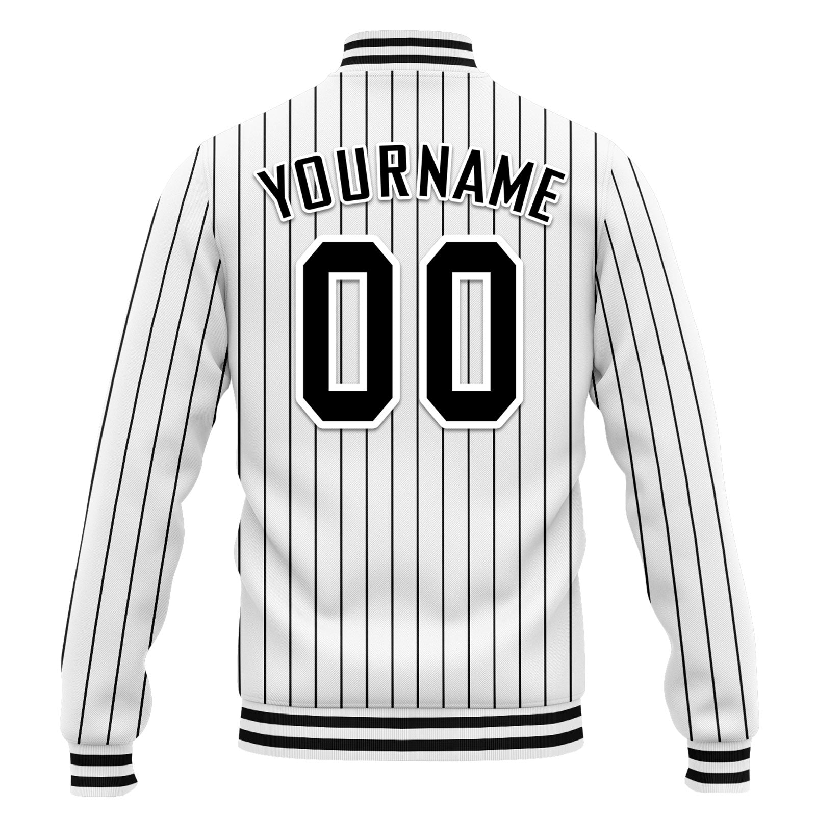 Custom White Black Stripe Fashion Jacket Bomber Full-Snap Varsity Letterman Personalized Jacket FZ005-D020219-20