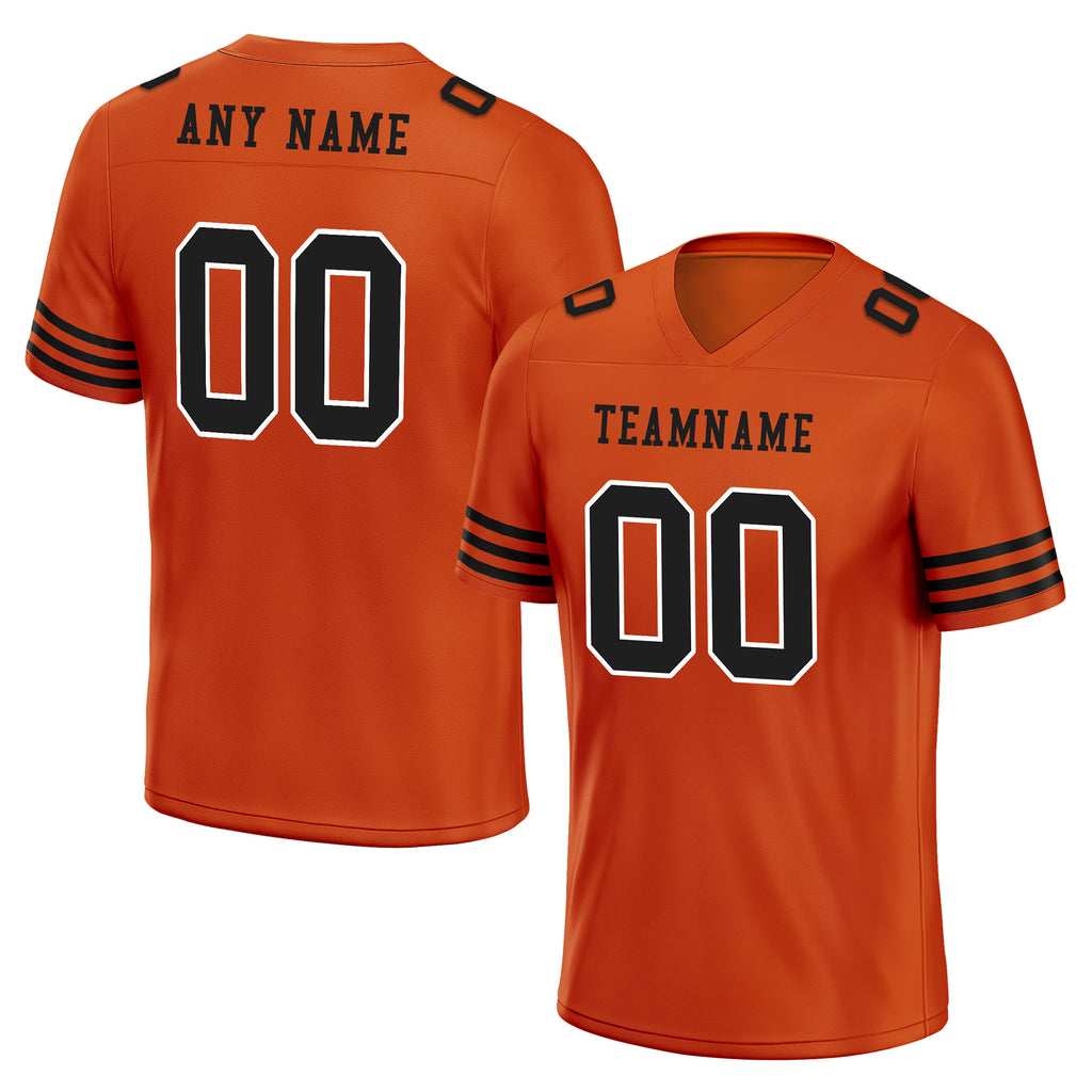 Custom Orange Black Striped Sleeves Personalized Authentic Football Jersey FBJ02-D06043