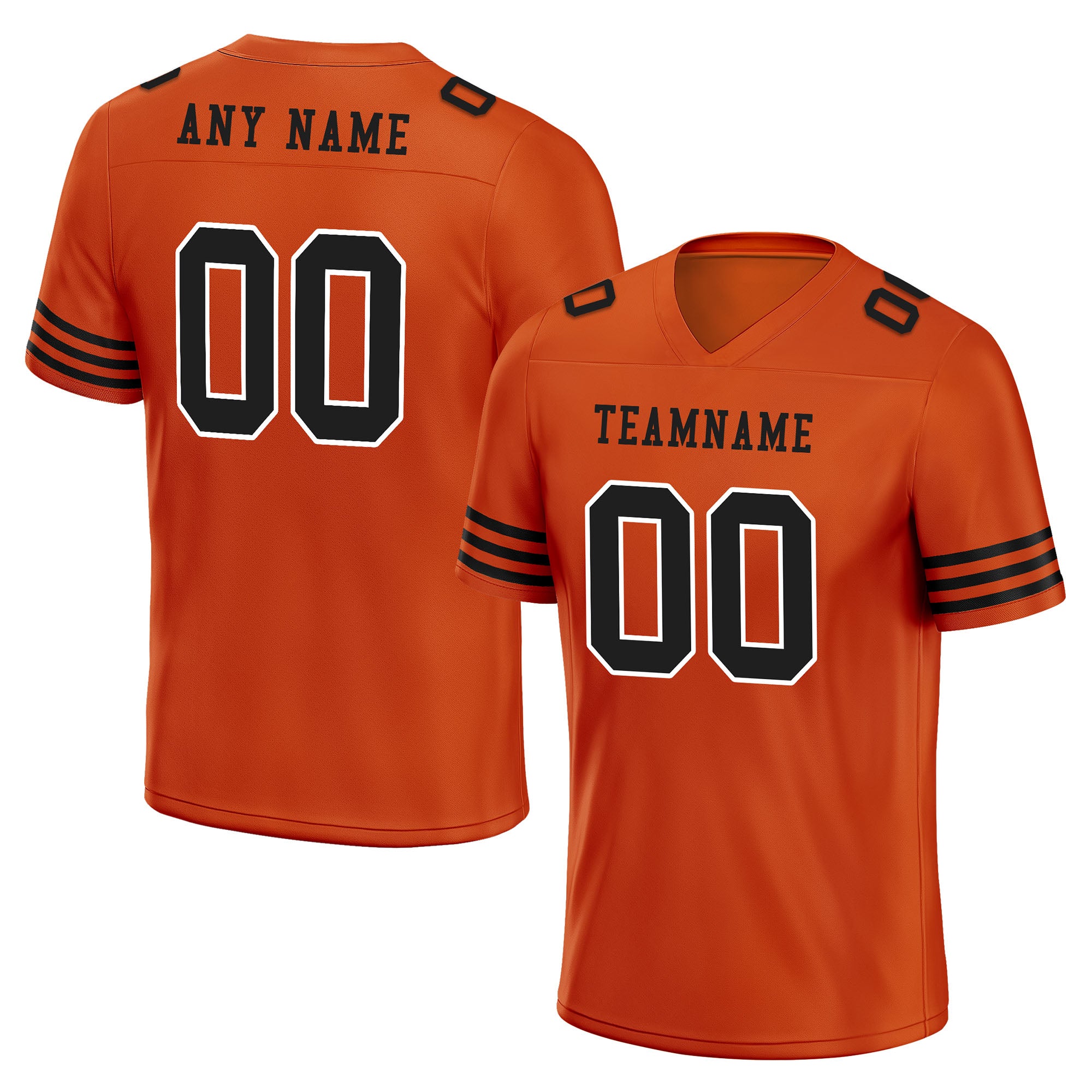 Custom Orange Black Striped Sleeves Personalized Authentic Football Jersey FBJ02-D06043