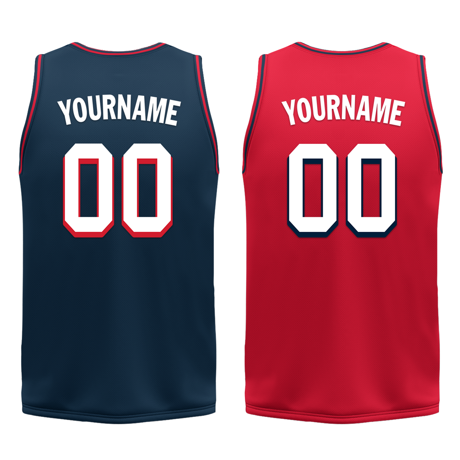 Custom Blue Red Classic Style Reversible Basketball Uniform Personalized COOLMAX BBJR-D017021