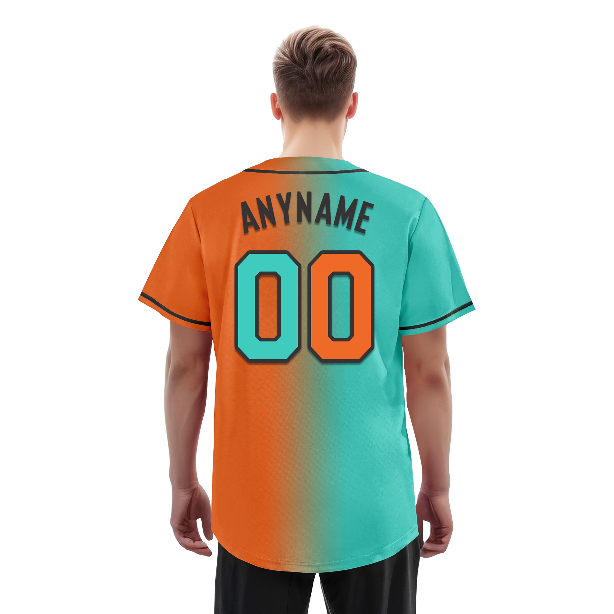 Custom Cyan Orange Gradient Fashion Personalized Authentic Baseball Jersey BSBJ01-D0a7087