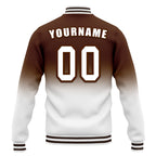 Custom Brown White Fade Fashion Jacket Bomber Full-Snap Varsity Letterman Personalized Jacket FZ005-D020229-24