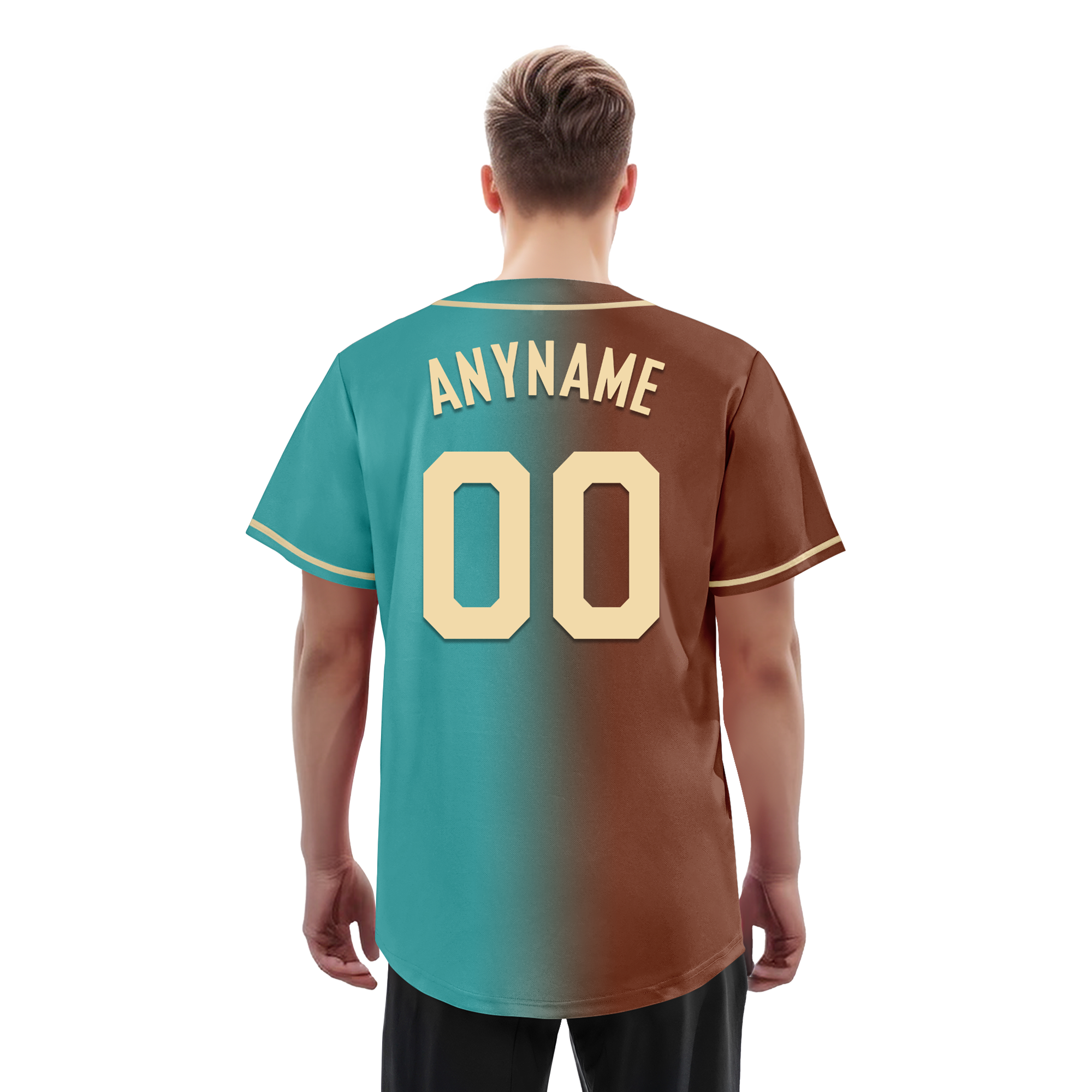 Custom Brown Cyan Gradient Fashion Personalized Authentic Baseball Jersey BSBJ01-D0a7088