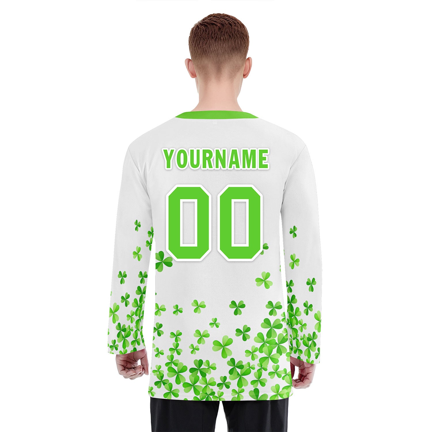 Custom Four-leaf clover Personalized Hockey Jersey HCKJ01-E0615-4
