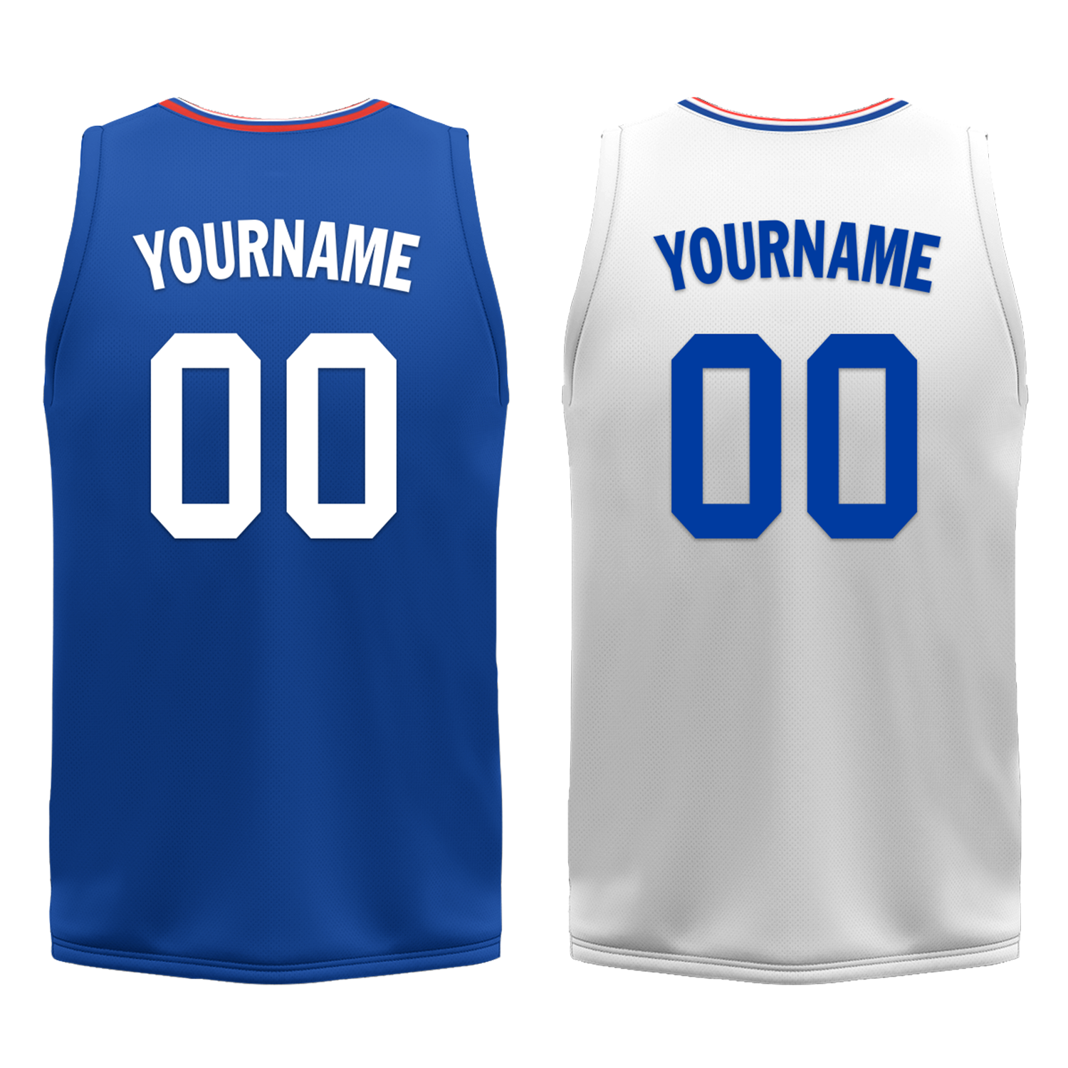 Custom Blue White Classic Style Reversible Basketball Uniform Personalized COOLMAX BBJR-D017031
