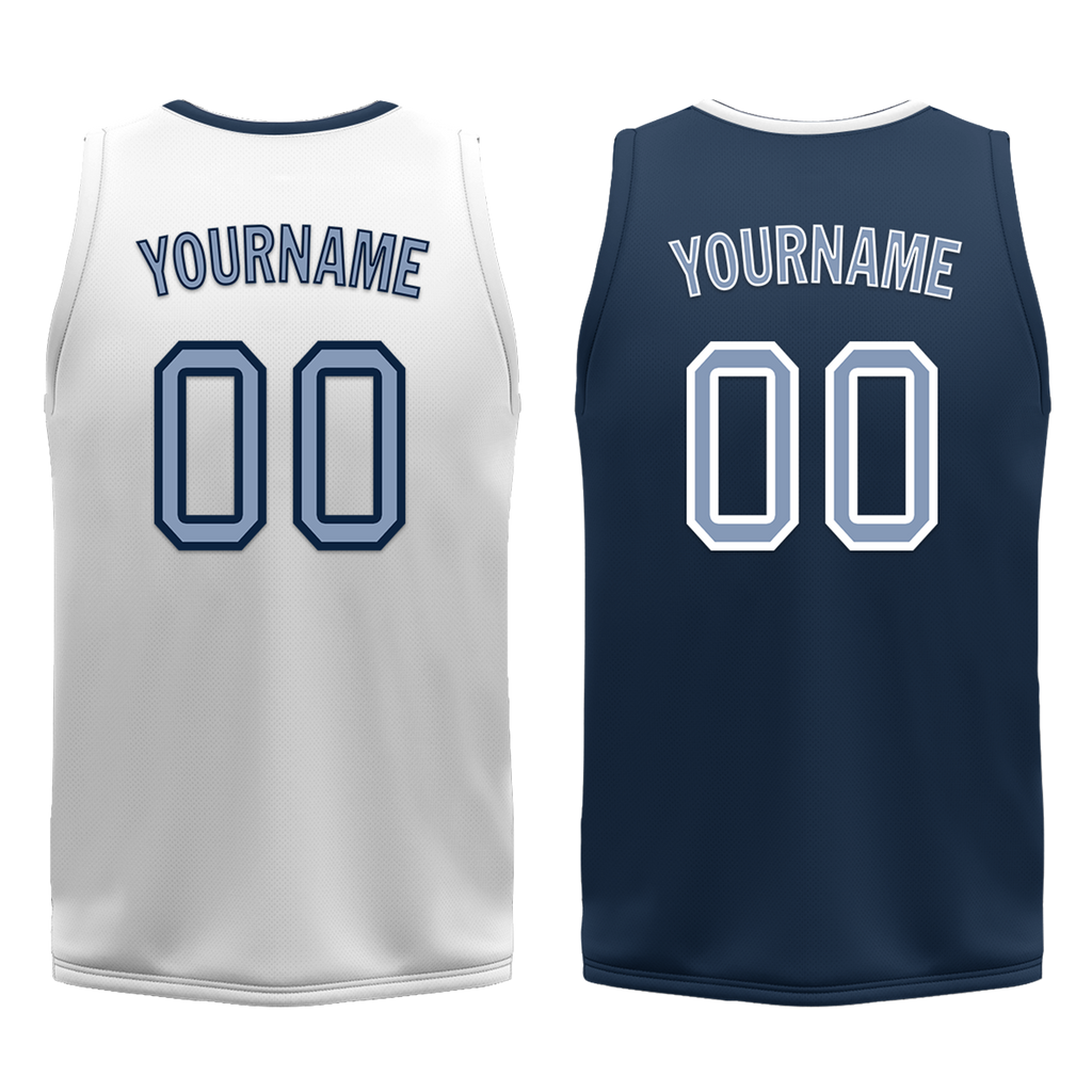 Custom White Blue Classic Style Reversible Basketball Uniform Personalized Ordinary BBJR-D017043
