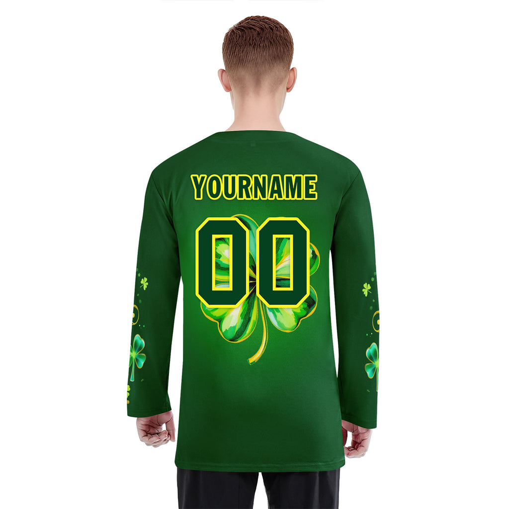 Custom Four-leaf clover Personalized Hockey Jersey HCKJ01-E0615-3