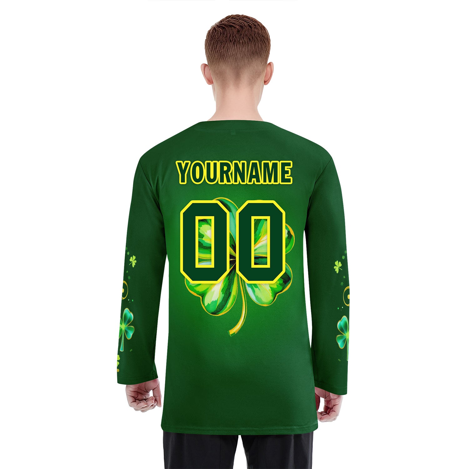 Custom Four-leaf clover Personalized Hockey Jersey HCKJ01-E0615-3