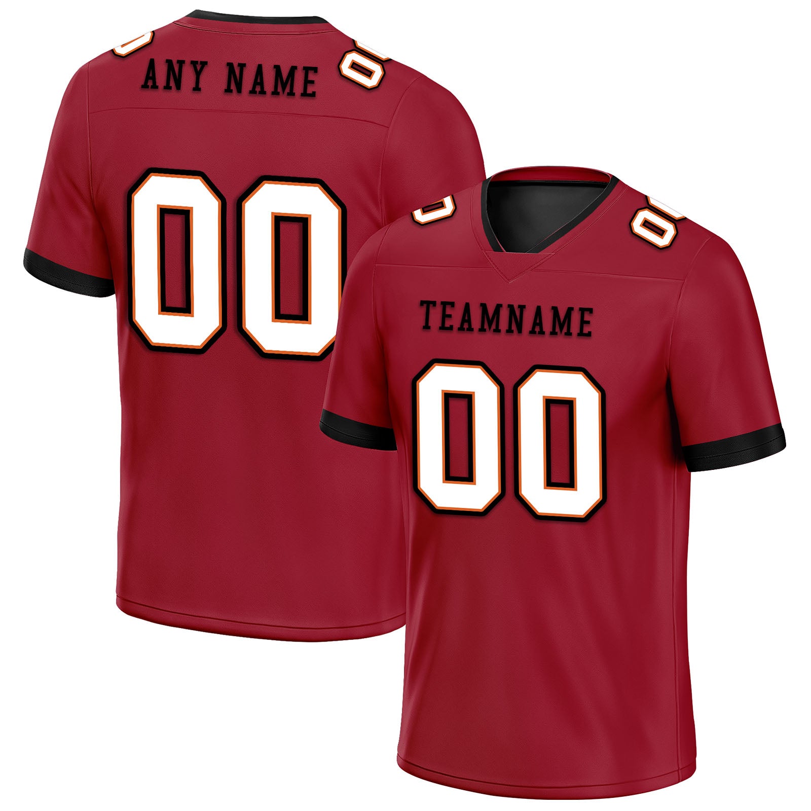 Custom Red Black White Tampa Bay Personalized Authentic Football Jersey FBJ02-E0601-8