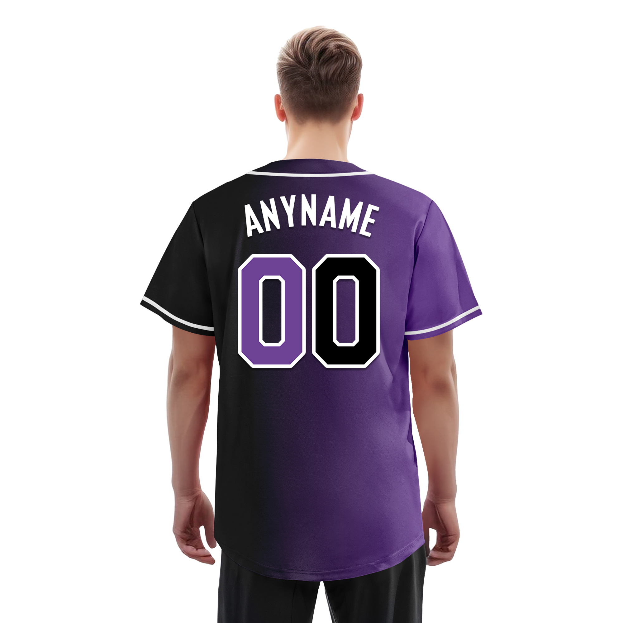 Custom Purple Black Gradient Fashion Personalized Authentic Baseball Jersey BSBJ01-D0a7090