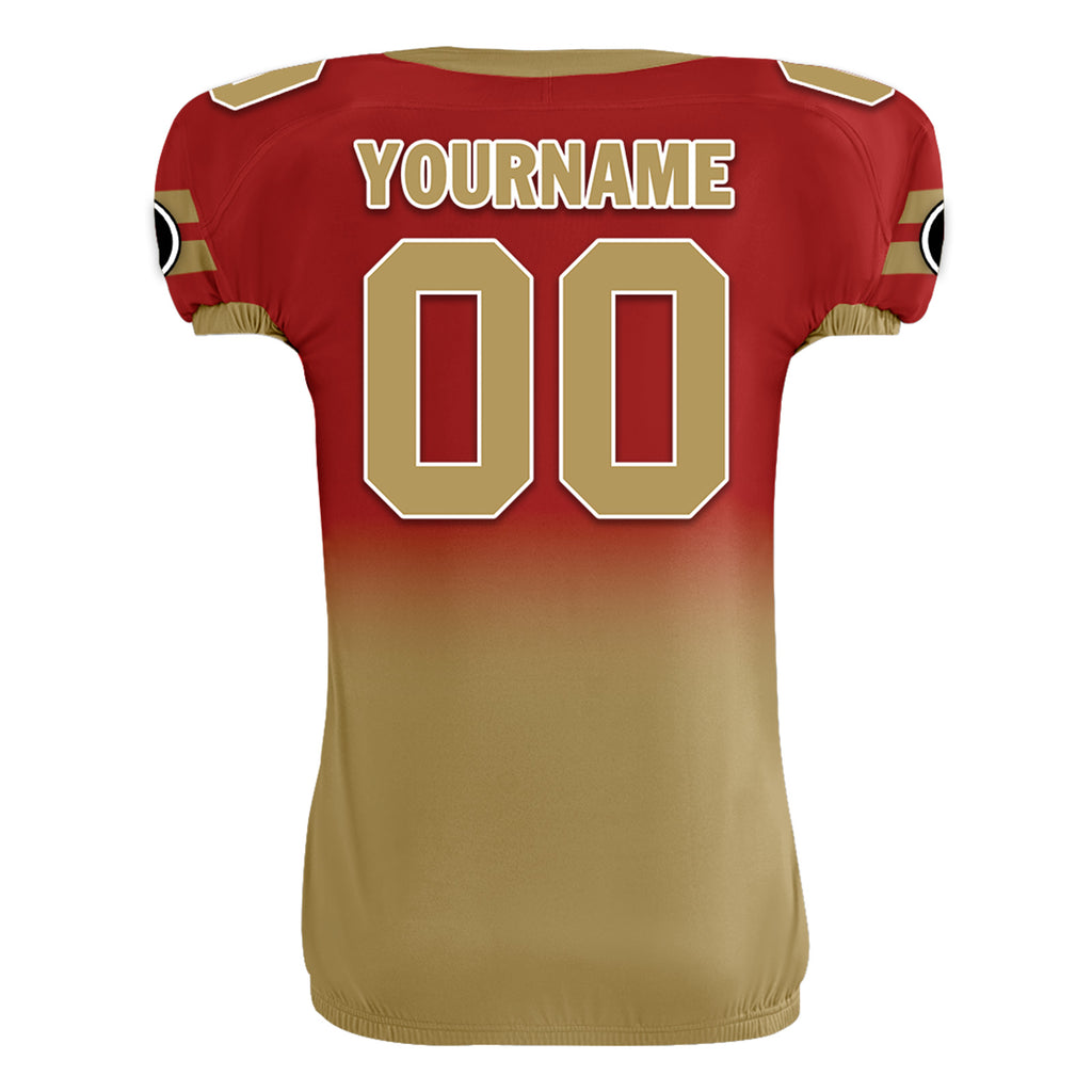 Custom Red Gold Fade Fashion San Francisco High-Performance American Football Jersey FBJ06-D020252-25