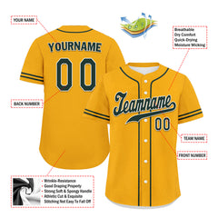 Custom Yellow Classic Style Green Personalized Authentic Baseball Jersey UN002-bd0b00d8-c