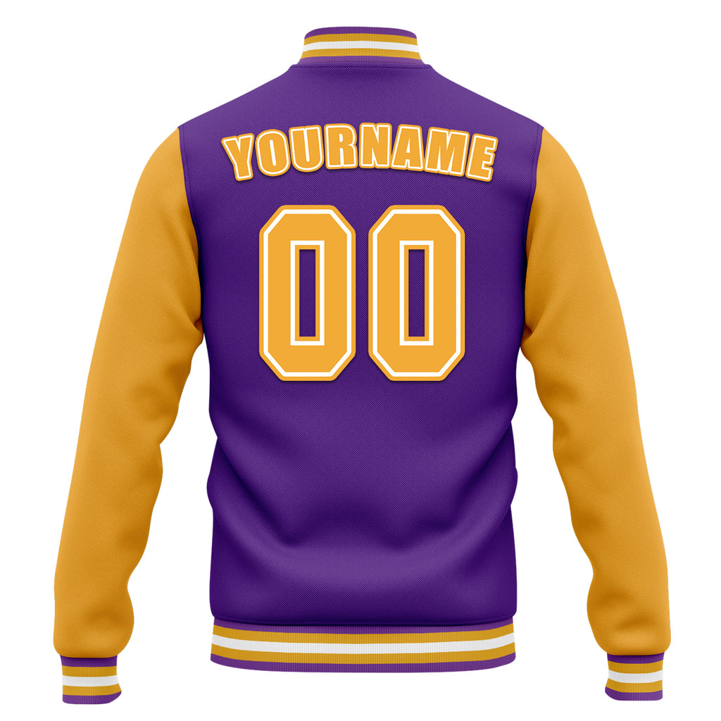 Custom Purple Yellow Waterproof Jacket Bomber Full-Snap Varsity Letterman Personalized Jacket FZ007CD-D020316-12
