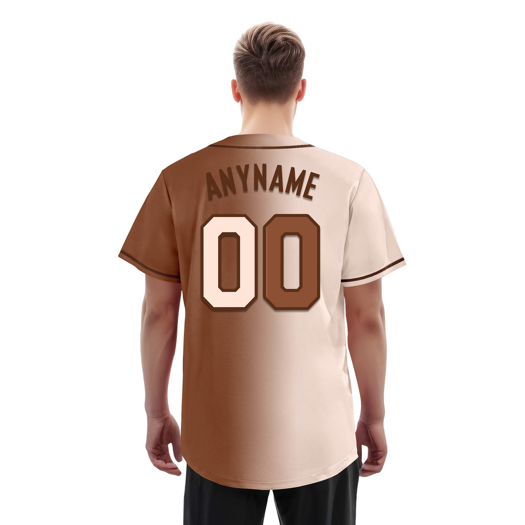 Custom Beige Brown Gradient Fashion Personalized Authentic Baseball Jersey BSBJ01-D0a708e