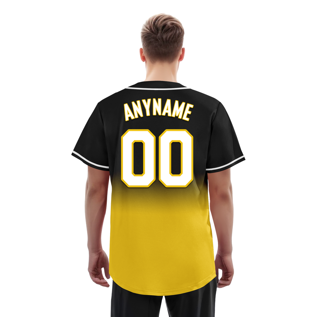 Custom Black Yellow Fade Fashion Personalized Authentic Baseball Jersey BSBJ01-D0a70cc