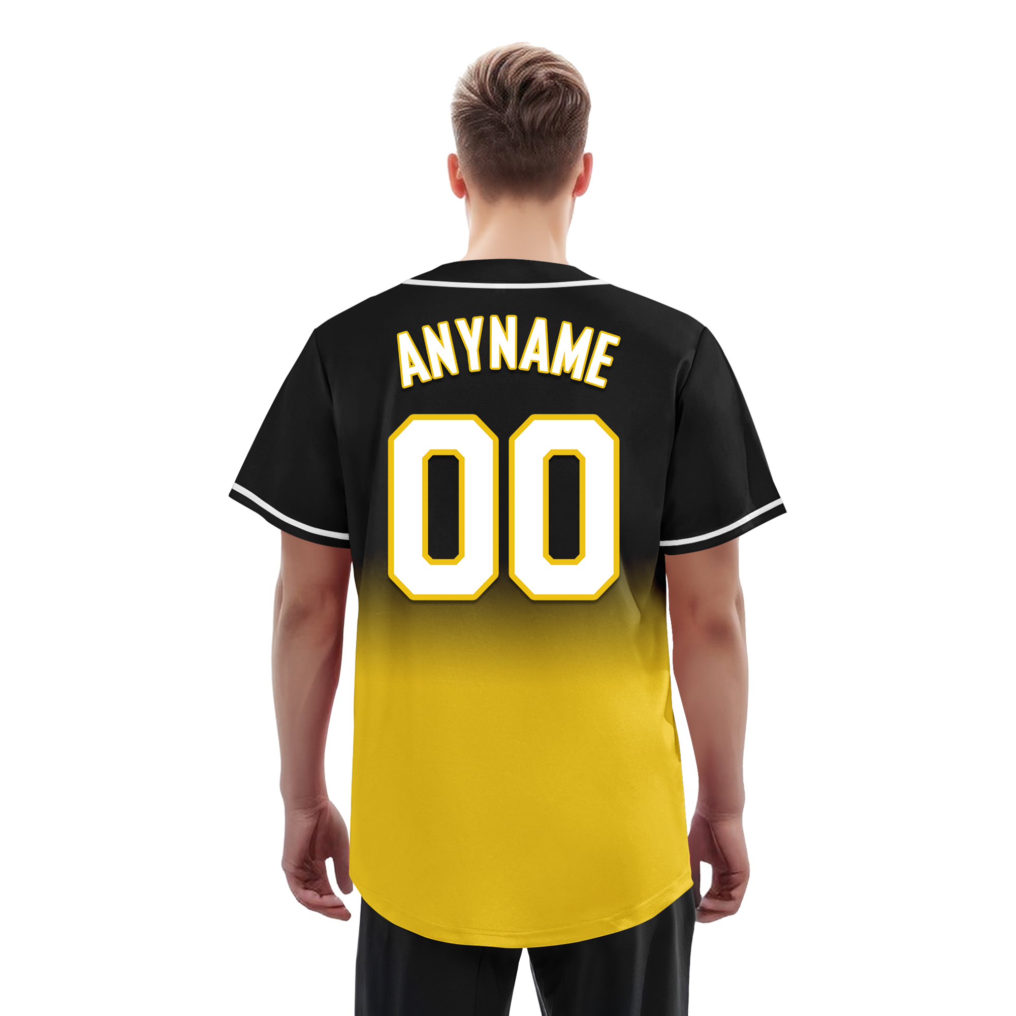 Custom Black Yellow Fade Fashion Personalized Authentic Baseball Jersey BSBJ01-D0a70cc