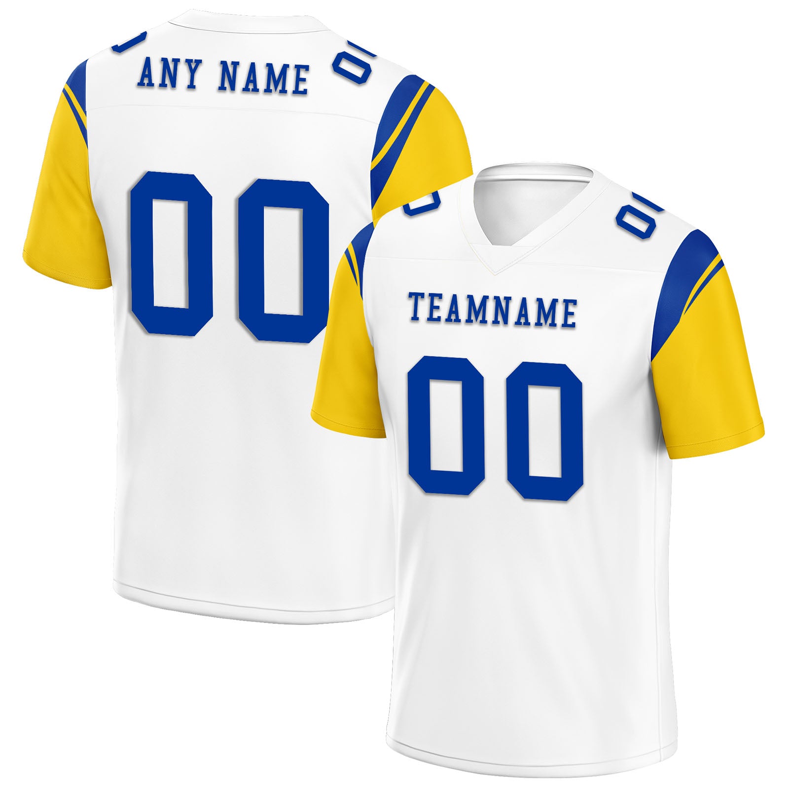 Custom White Yellow Blue Los Angeles Personalized Authentic Football Jersey FBJ02-E0601-9