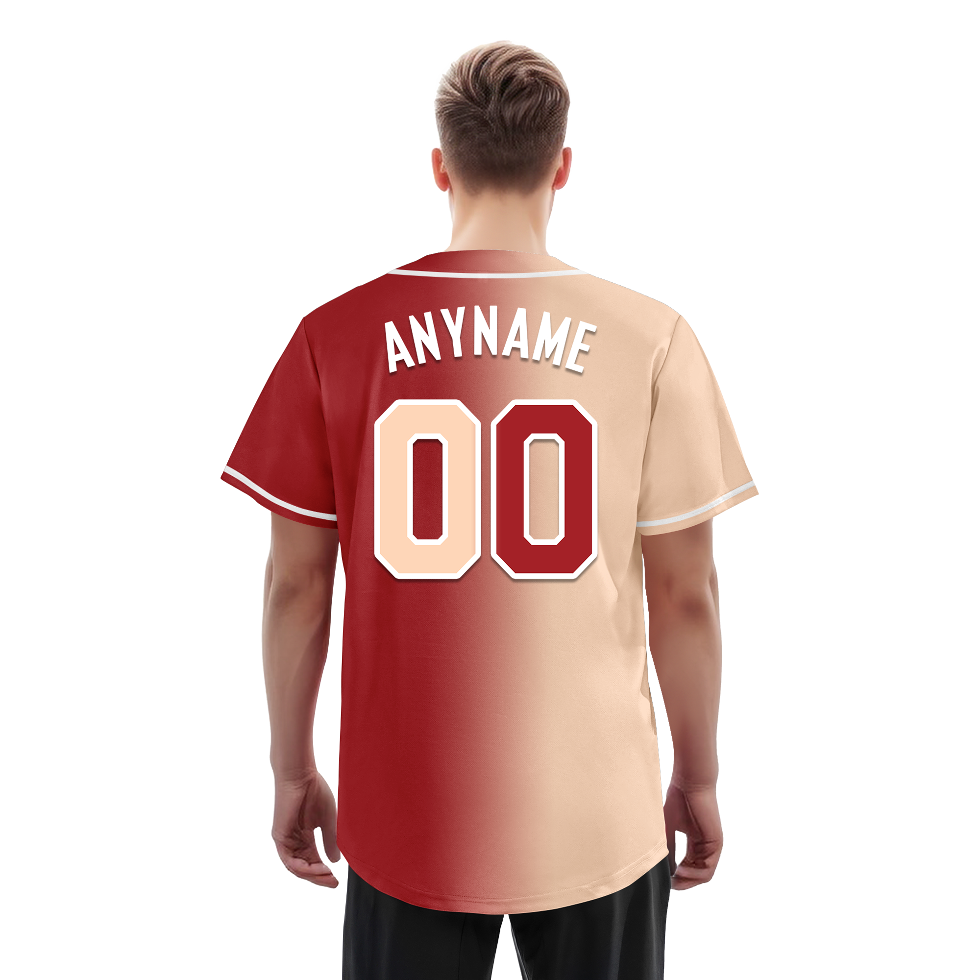 Custom Beige Red Gradient Fashion Personalized Authentic Baseball Jersey BSBJ01-D0a708f