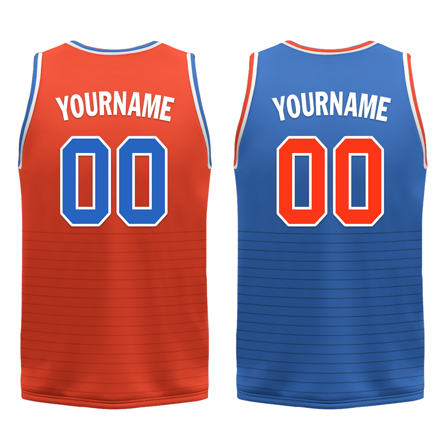 Custom Orange Blue Classic Style Reversible Basketball Uniform Personalized COOLMAX BBJR-D017040