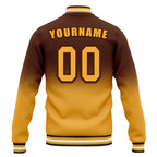 Custom Brown Yellow Fade Fashion Jacket Bomber Full-Snap Varsity Letterman Personalized Jacket FZ005-D020229-7