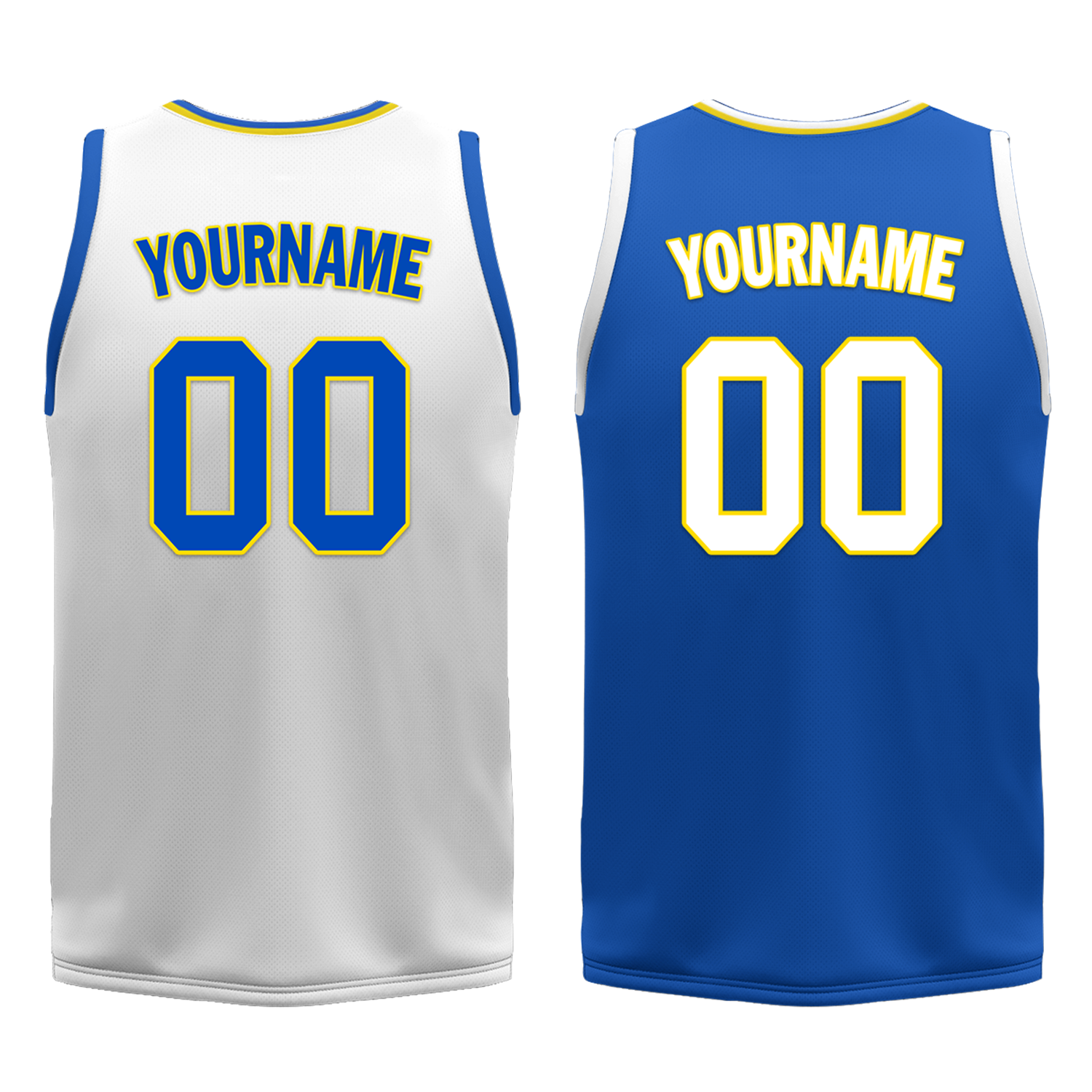 Custom White Blue Classic Style Reversible Basketball Uniform Personalized COOLMAX BBJR-D017004