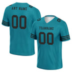 Custom Teal Black Striped Sleeves Personalized Authentic Football Jersey FBJ02-D06042