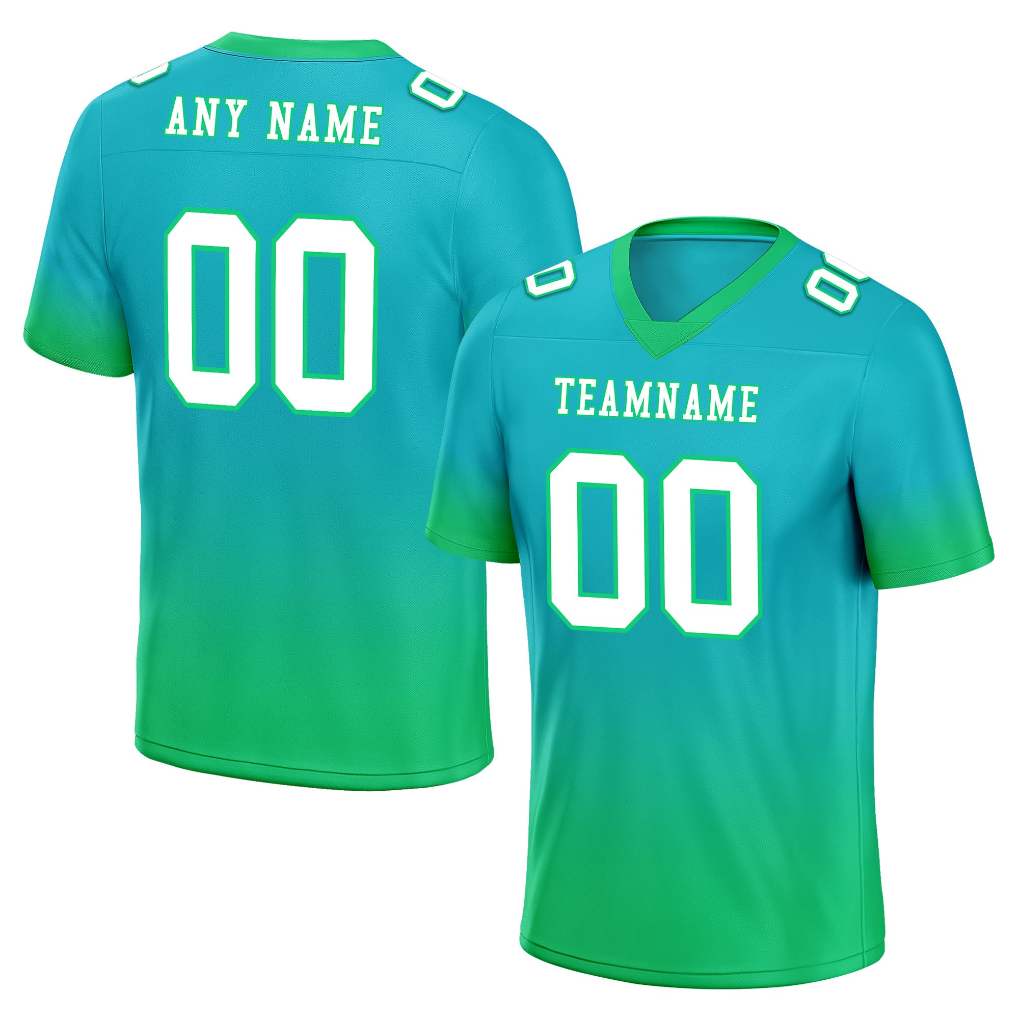 Custom Turquoise Mint Green Fade Fashion Personalized Authentic Football Jersey FBJ02-D06081