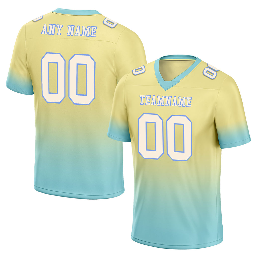 Custom Cream Turquoise Fade Fashion Personalized Authentic Football Jersey FBJ02-D06106