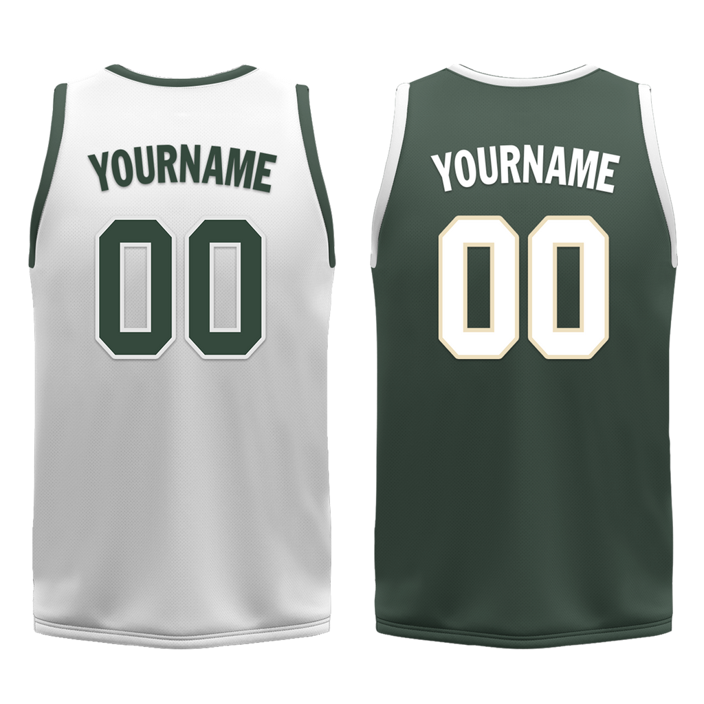 Custom White Green Classic Style Reversible Basketball Uniform Personalized Ordinary BBJR-D017010