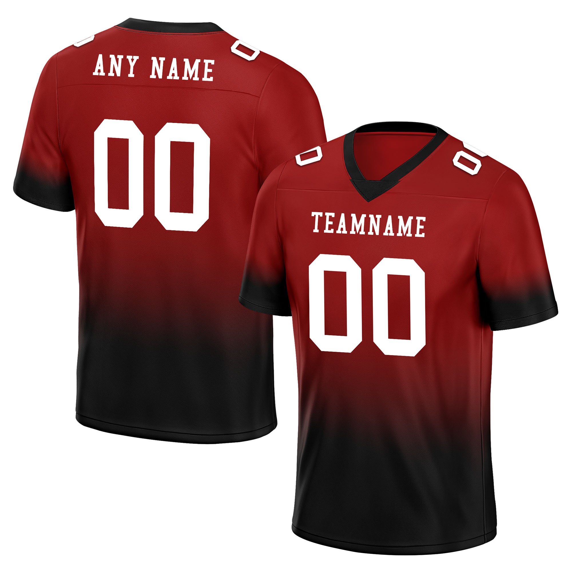 Custom Black Red Fade Fashion Personalized Authentic Football Jersey FBJ02-D06098