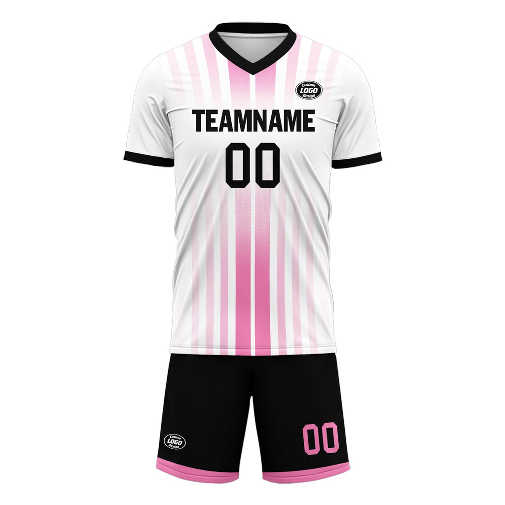 Custom White Pink Soccer Sets Jersey Personalized SCJ101-D020131-6