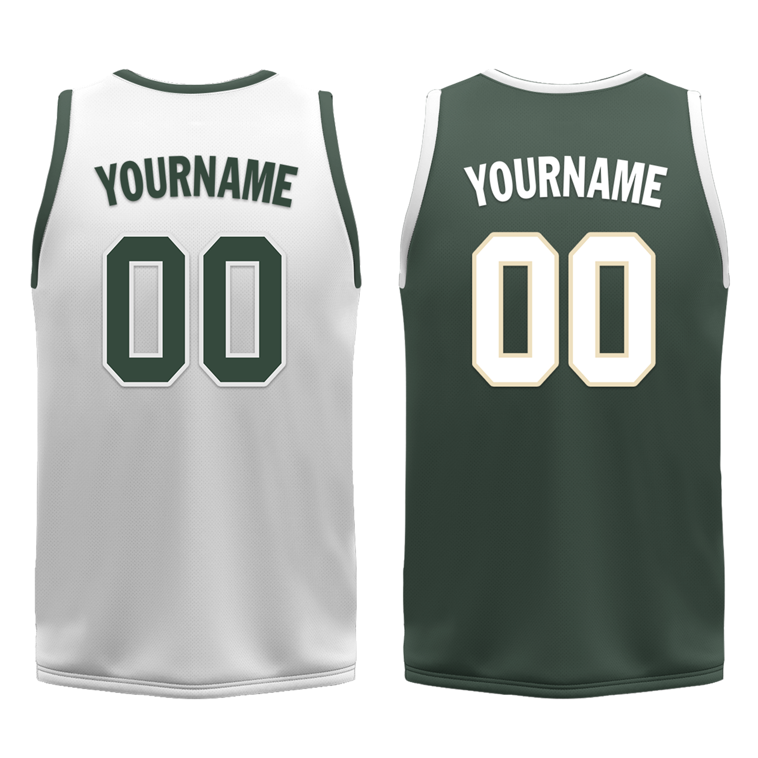 Custom White Green Classic Style Reversible Basketball Uniform Personalized COOLMAX BBJR-D017010