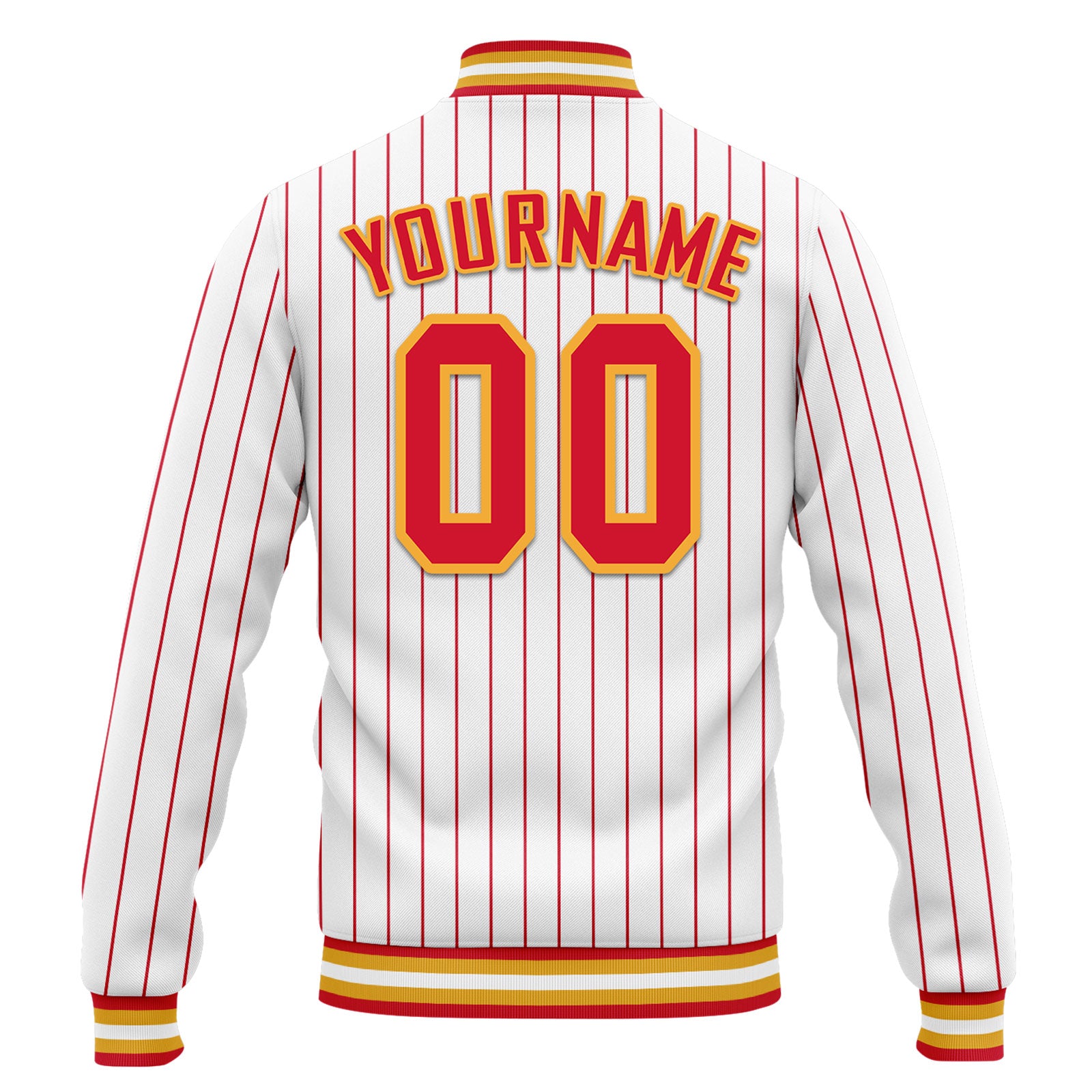 Custom White Red Stripe Fashion Jacket Bomber Full-Snap Varsity Letterman Personalized Jacket FZ005-D020219-16
