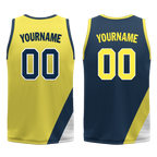 Custom Yellow Blue Classic Style Reversible Basketball Uniform Personalized Ordinary BBJR-D017060