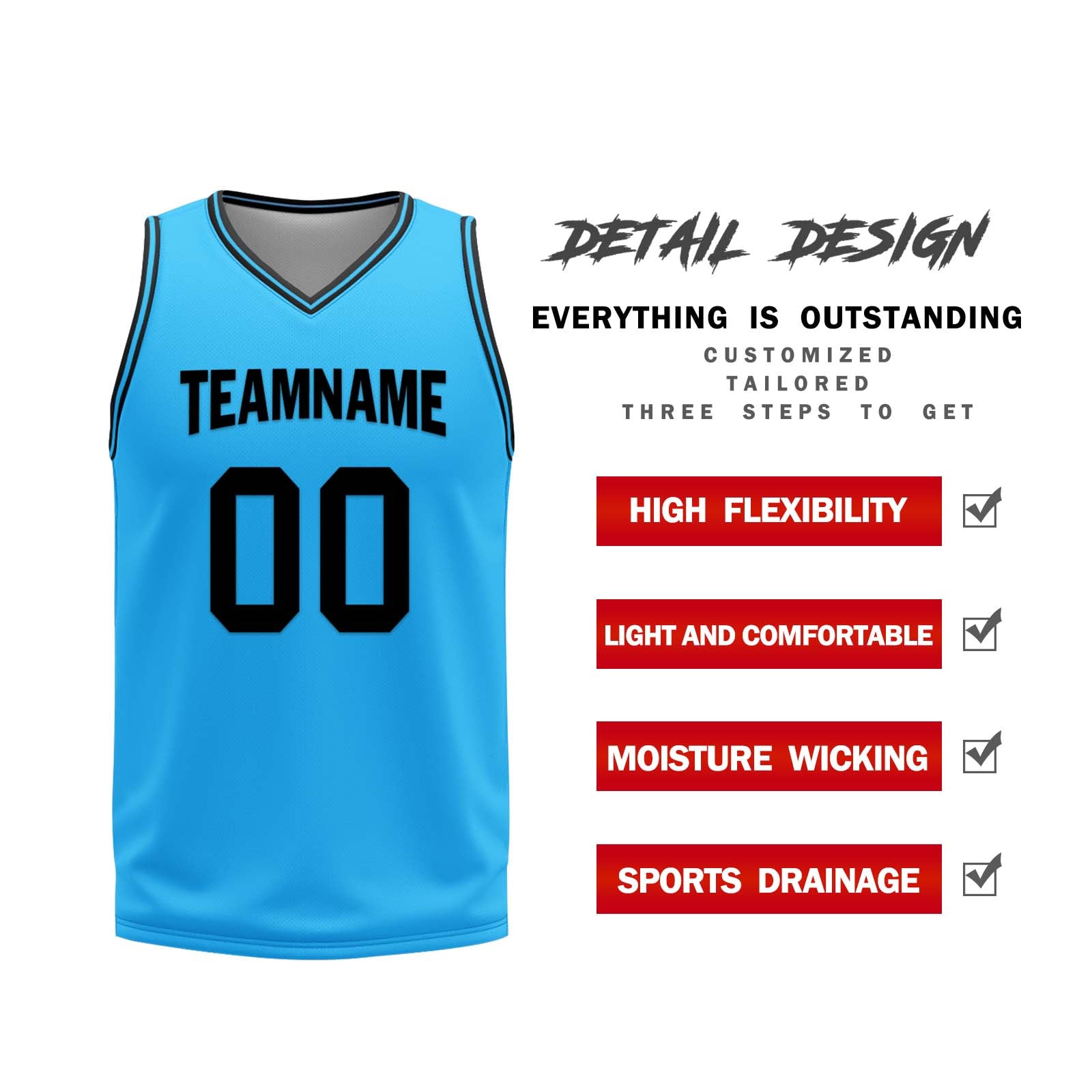 Custom Light Blue Black Los Angeles City Edition Personalized Reversible Basketball Set Sports Basketball Jersey BBJ01R-D0610-13